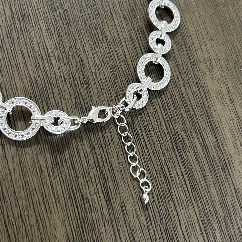 Chic Silver Circle Link Necklace - Picture 3 of 4